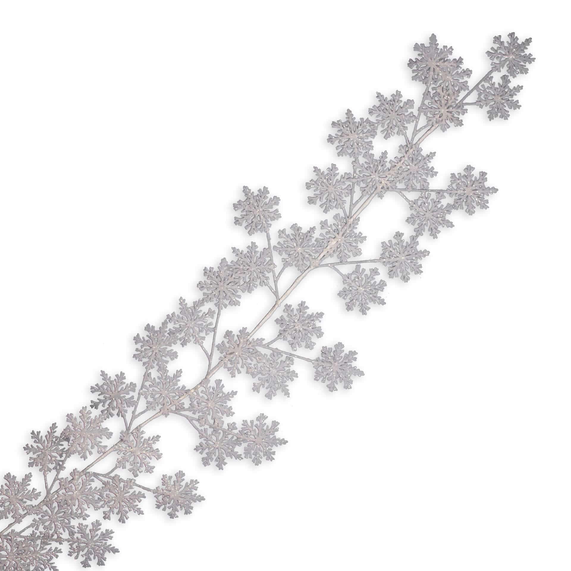 6′ White Snowflake Garland With Silver Glitter