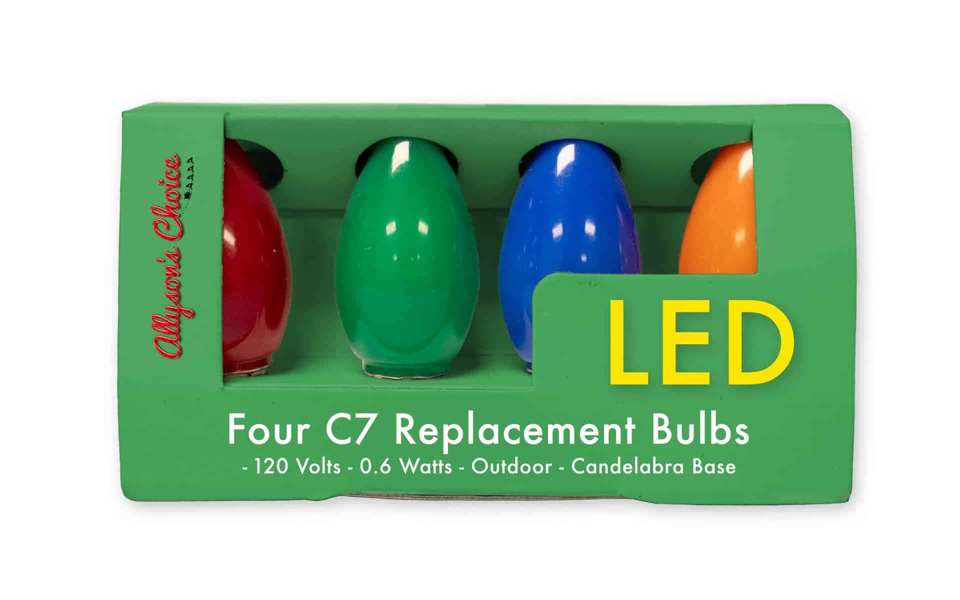4Pk C7 LED Bulbs – Opaque Multi