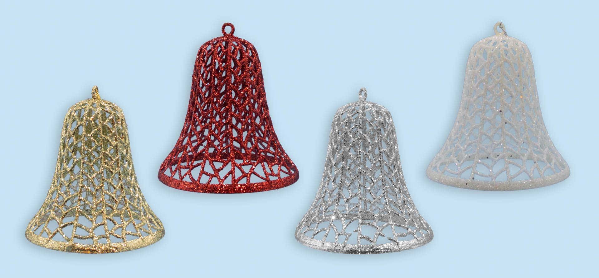 6″ Bell Glitter Ornaments