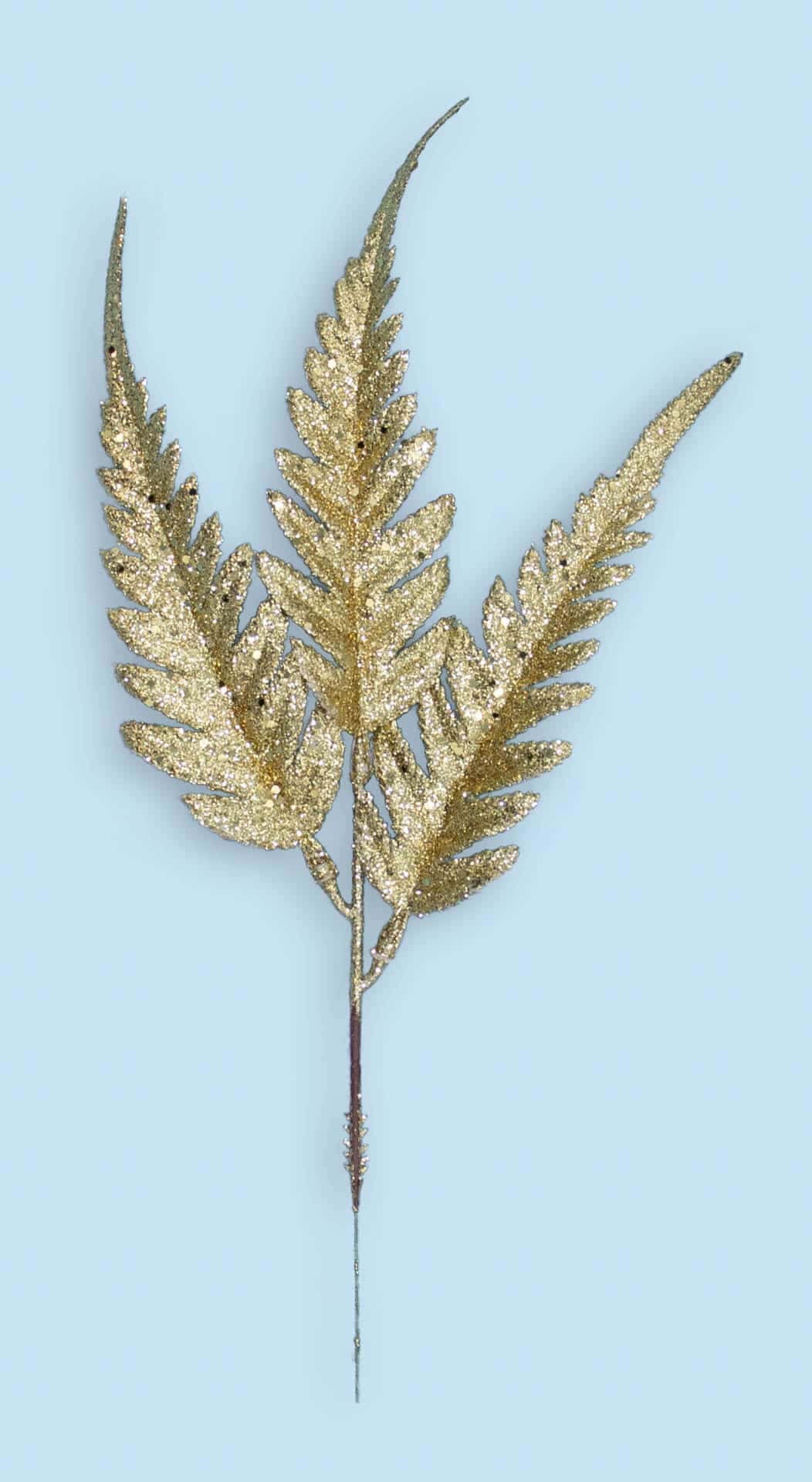 13″ Gold Glitter Fern Spray
