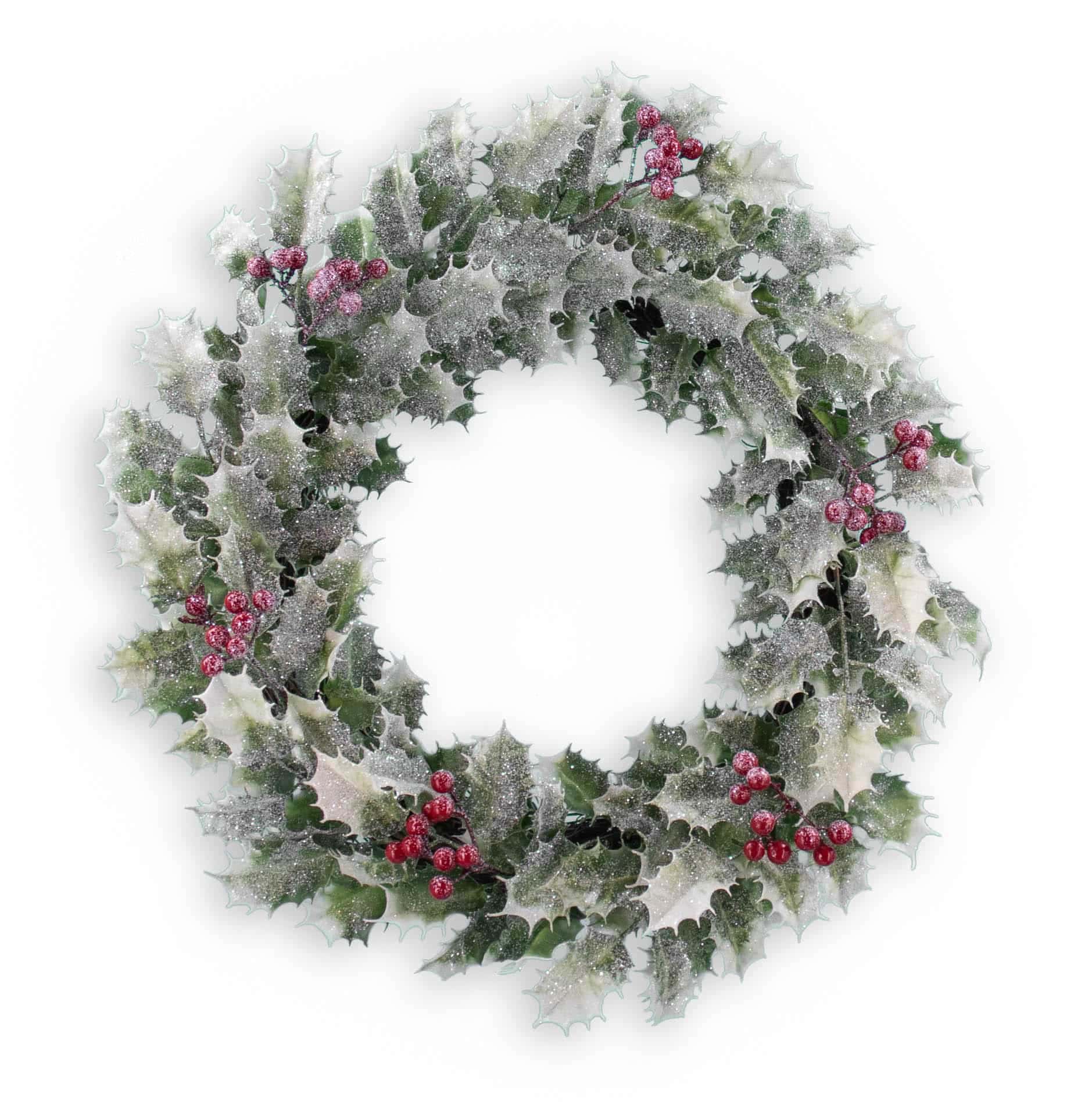 22″ Glittered Holly Berry Wreath