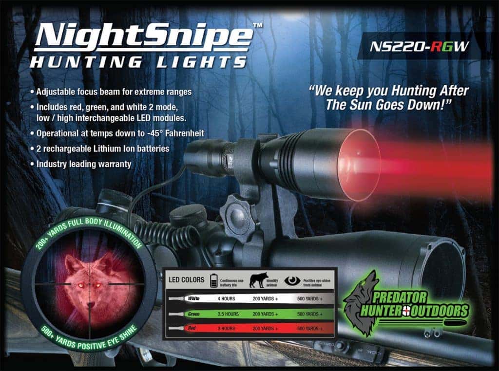 NS220-RGW Adjustable Beam Hunting Light Kit (Red, Green, White)