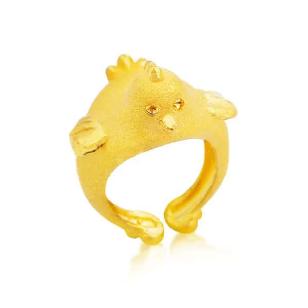 No.D 001 순금 2돈  닭 돌반지 Pure Gold Baby Ring,  Rooster