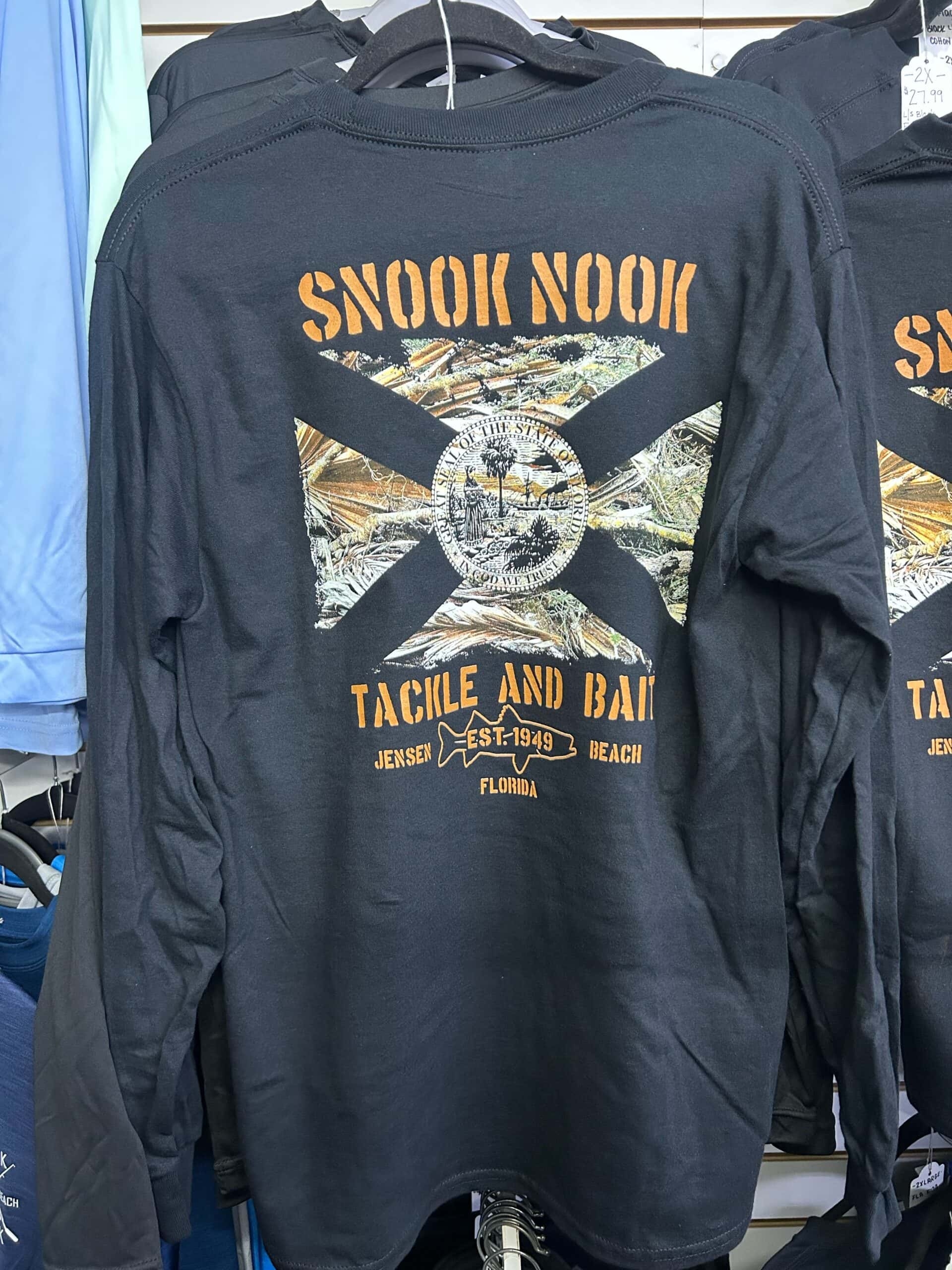 Snook Nook Black Camo Florida Flag Cotton Long Sleeve Shirt