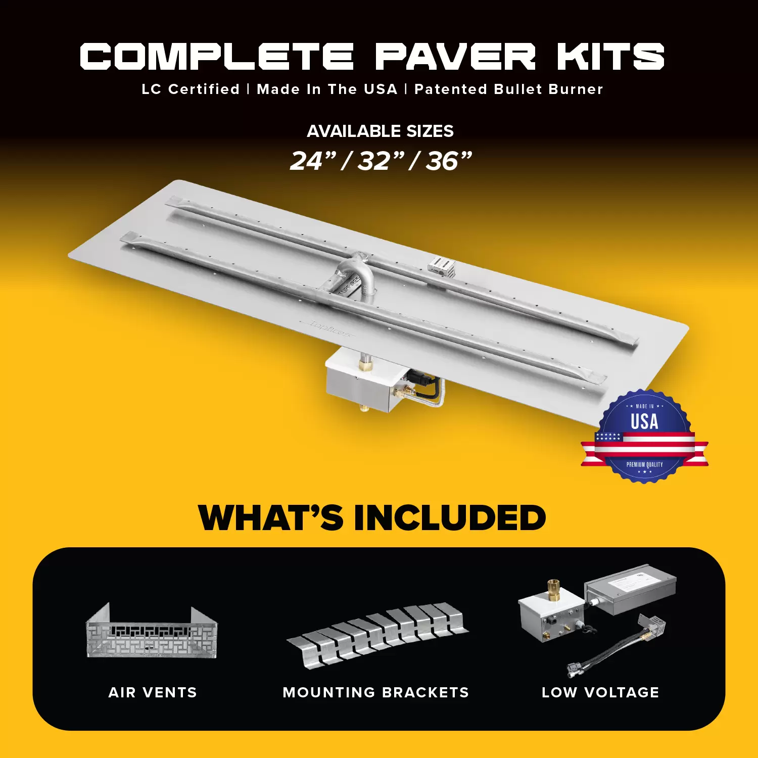 COMPLETE PAVER KIT – Rectangular Flat Pan & Burner – Low Voltage