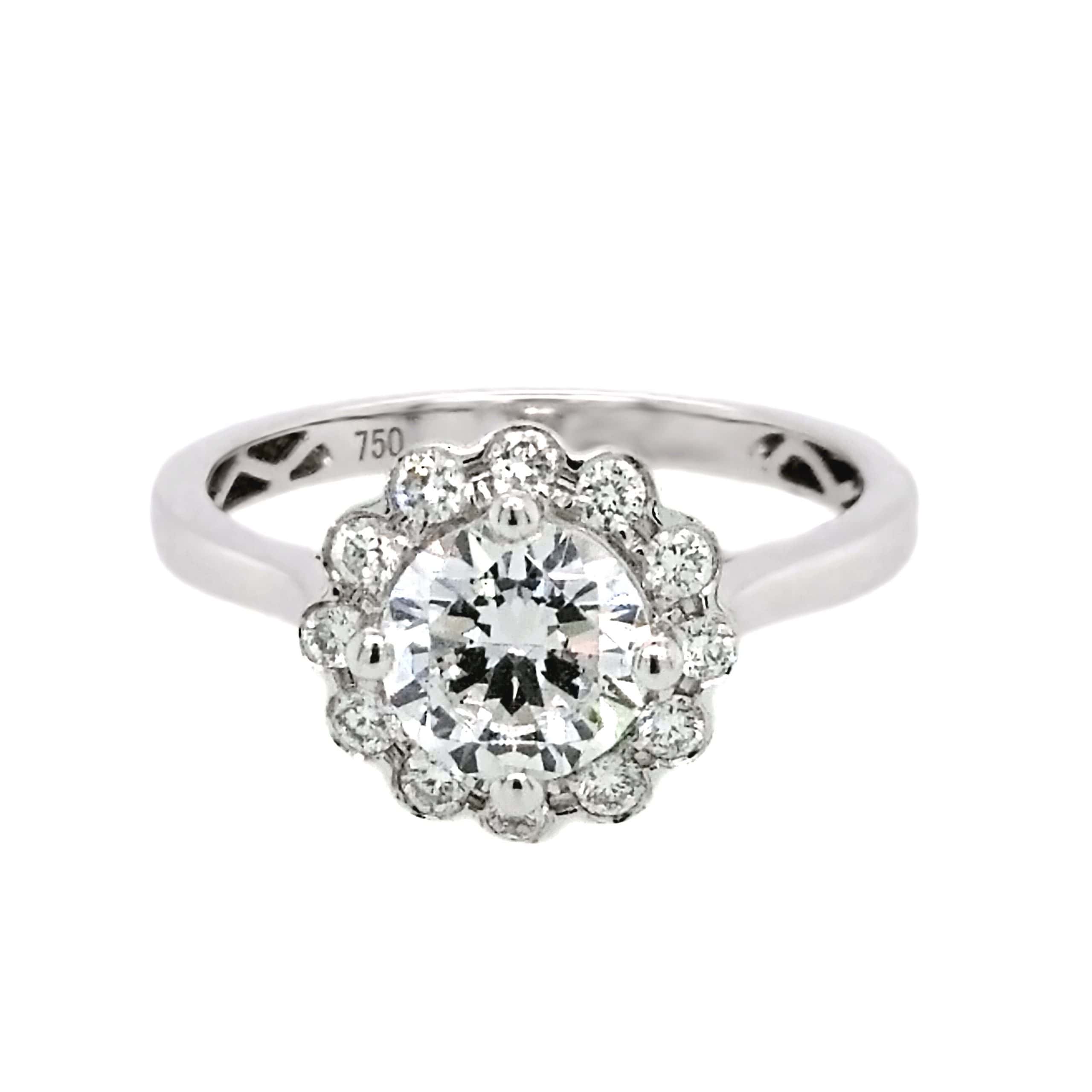 18K WHITE GOLD FLOWER DIAMOND RING MOUNTING