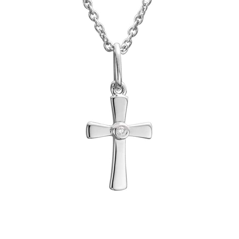 STERLING CROSS WITH DIAMOND