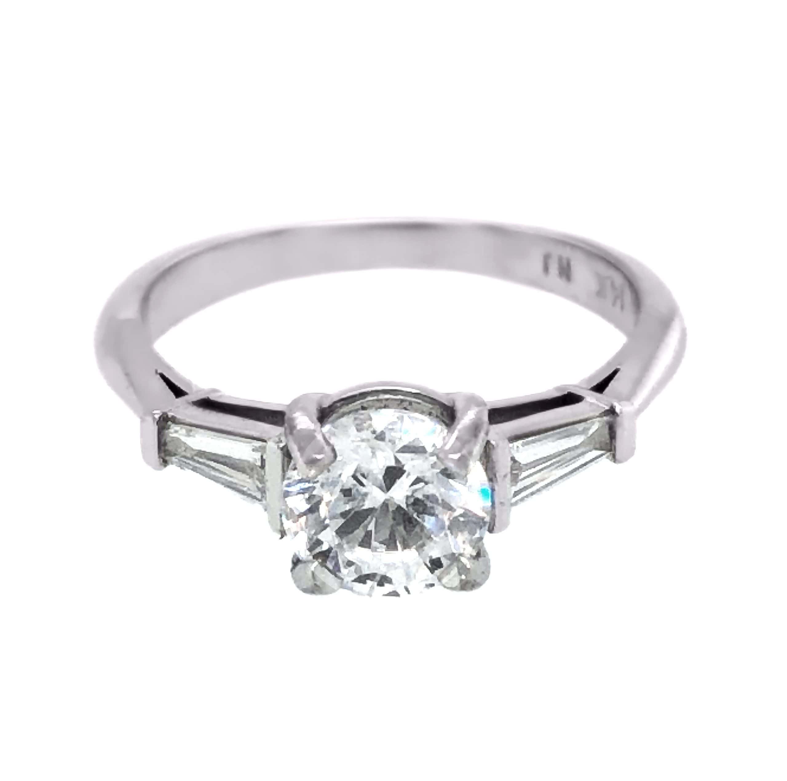 14K WHITE GOLD TAPERED BAGUETTE DIAMOND RING MOUNTING