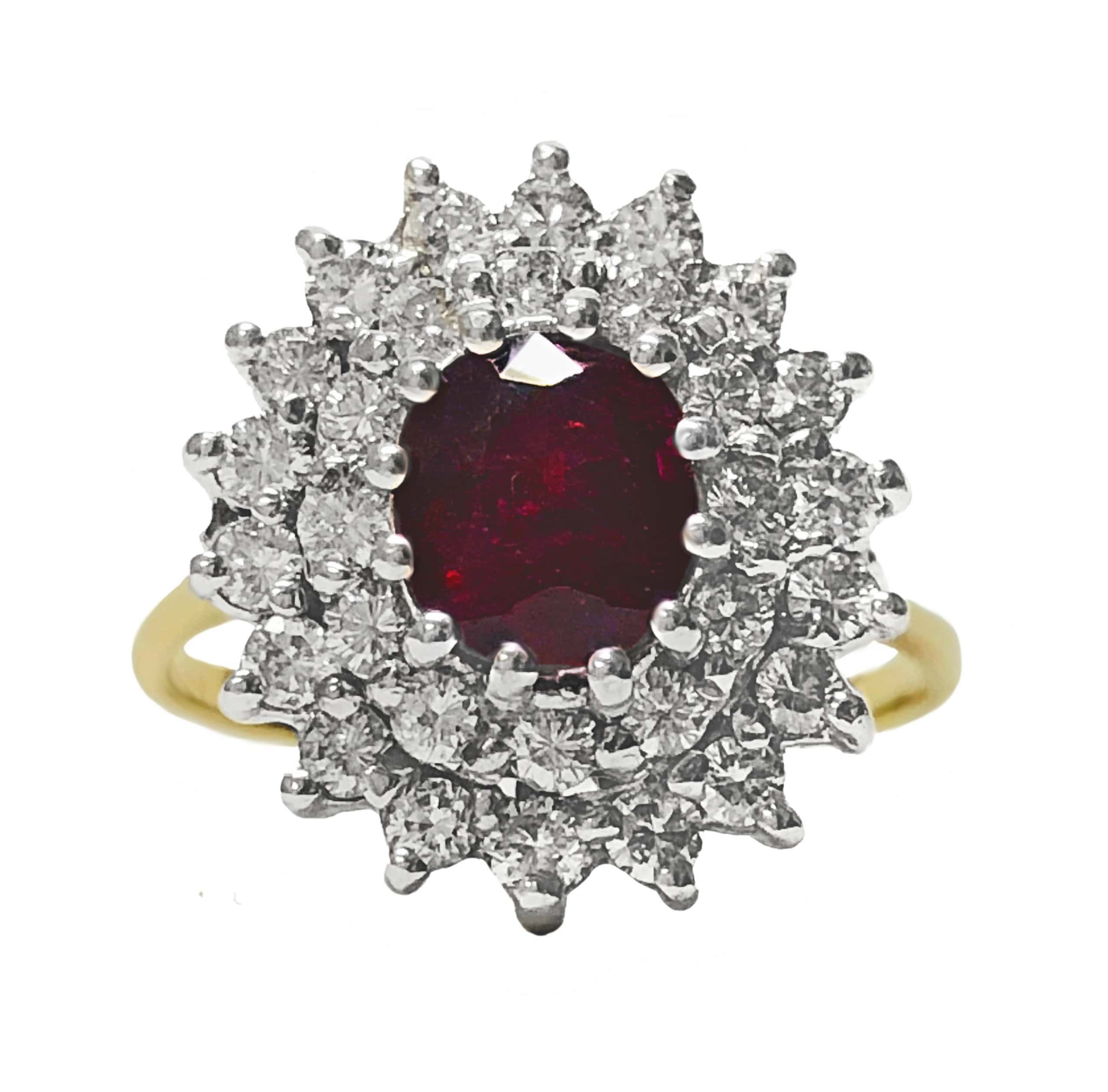YELLOW & WHITE GOLD VINTAGE RUBY DIAMOND RING