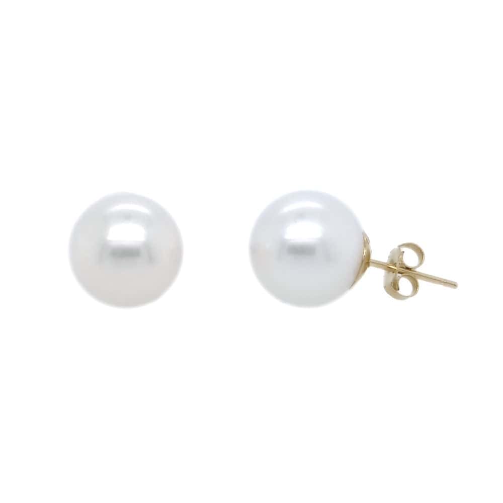 14K YELLOW GOLD PEARL STUD EARRINGS