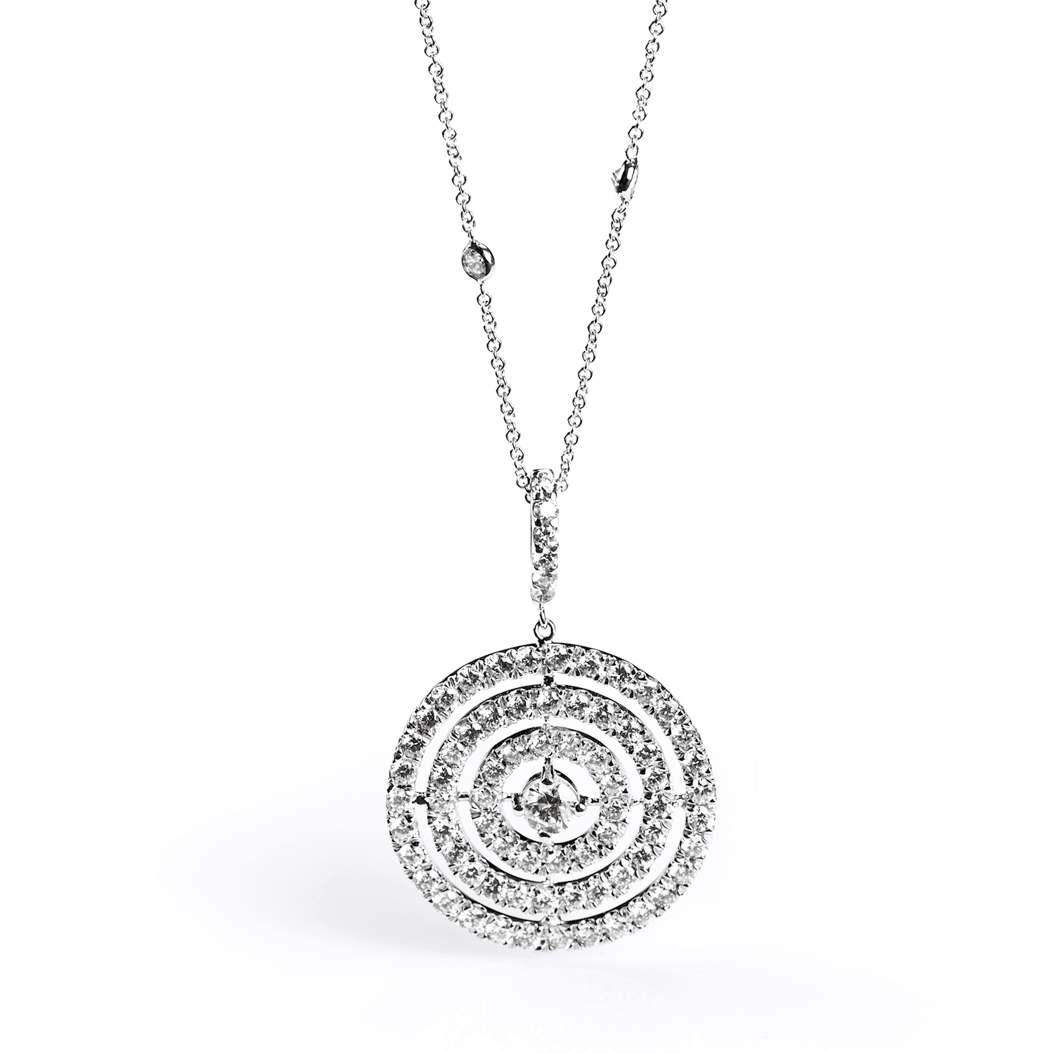 18K WHITE GOLD DIAMOND PENDANT NECKLACE