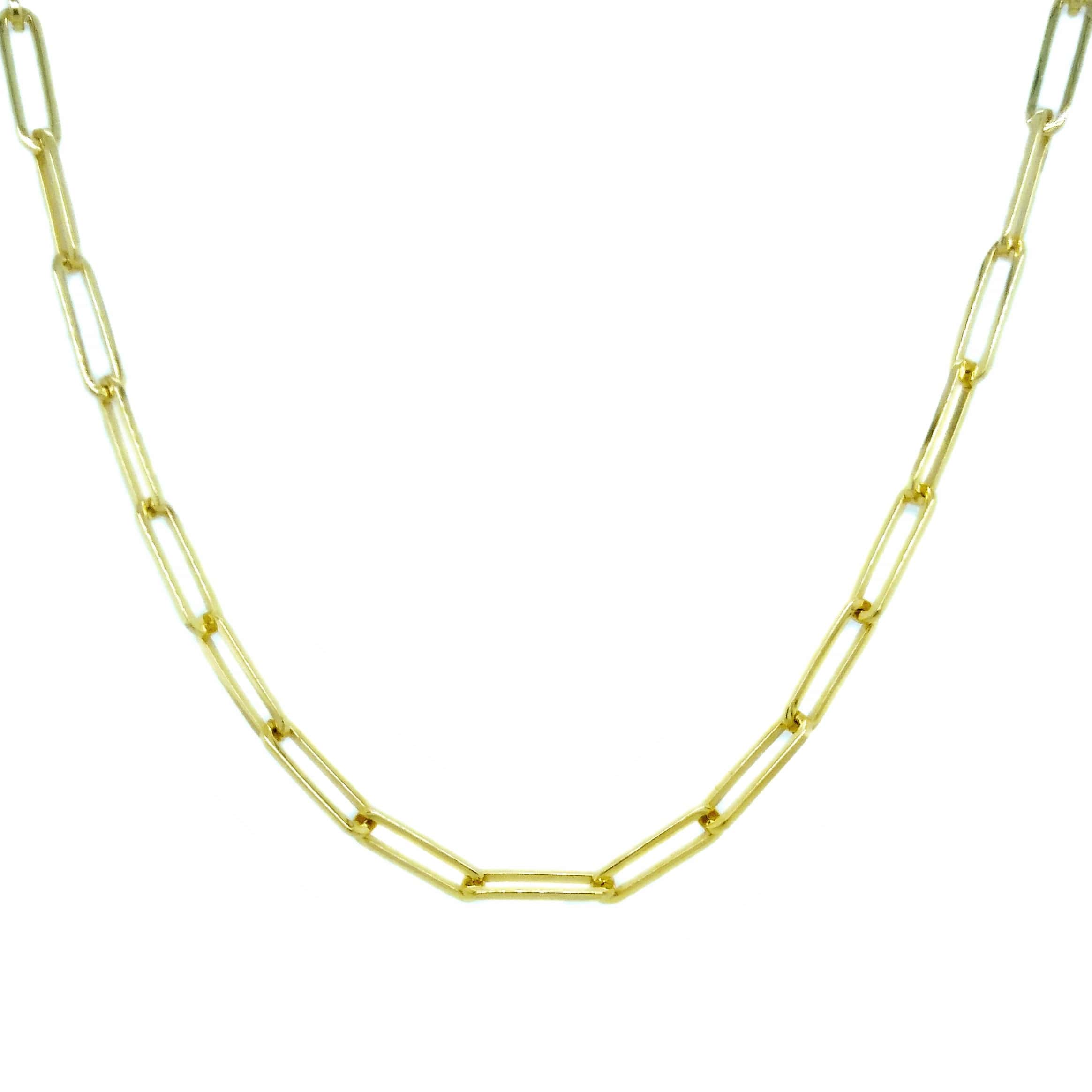 14K YELLOW GOLD PAPERCLIP CHAIN NECKLACE
