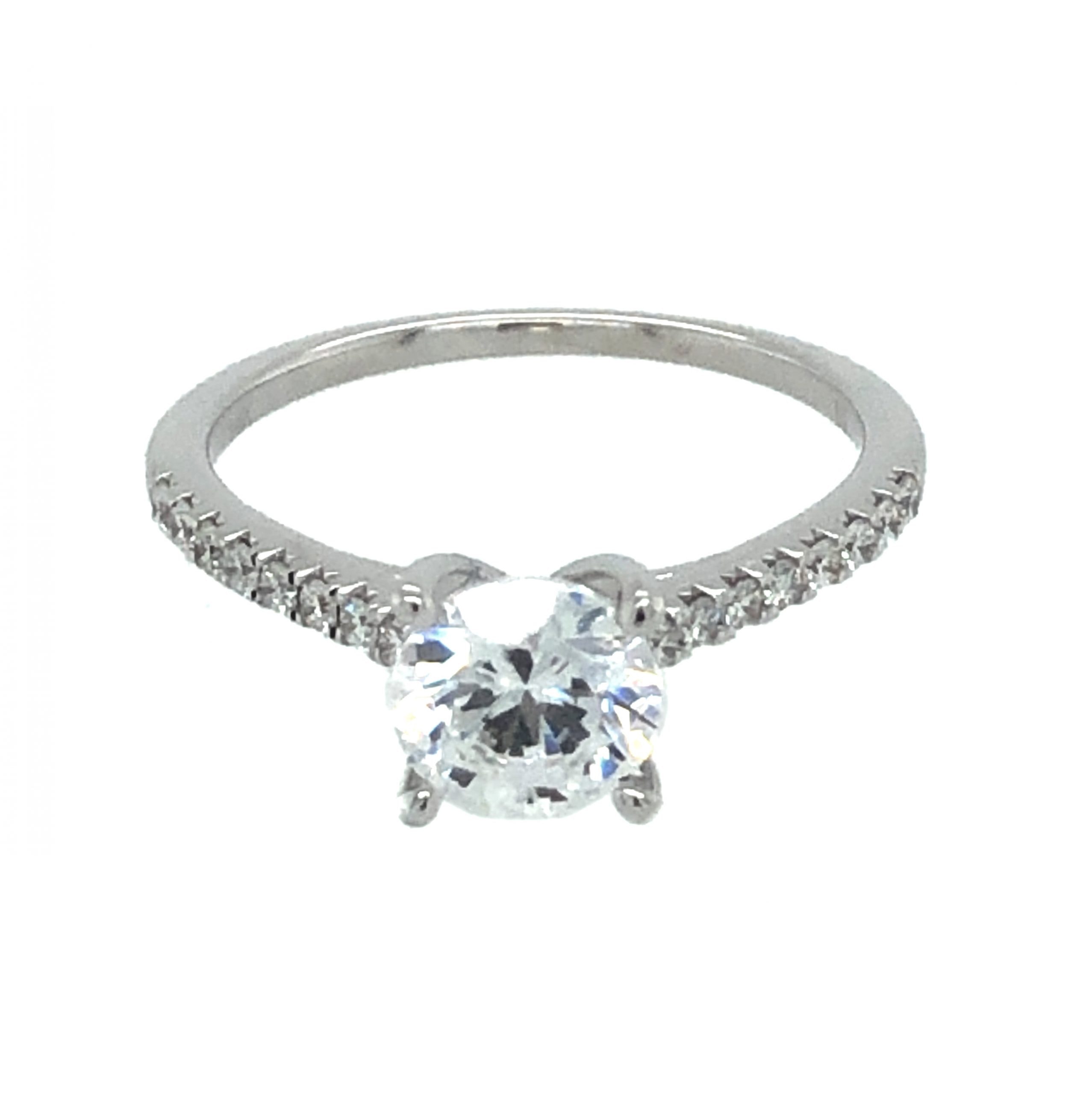 WHITE GOLD DIAMOND RING MOUNTING FOR ROUND CENTER