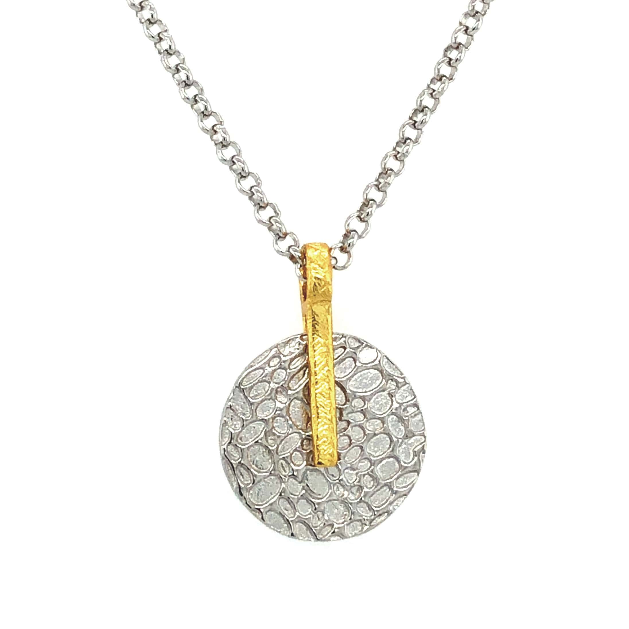 STERLING SILVER & GOLD PLATED DISC PENDANT