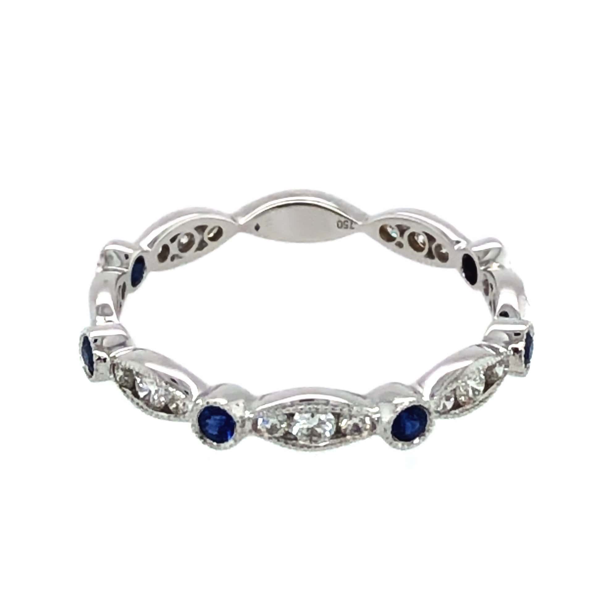 18K WHITE GOLD DIAMOND SAPPHIRE RING