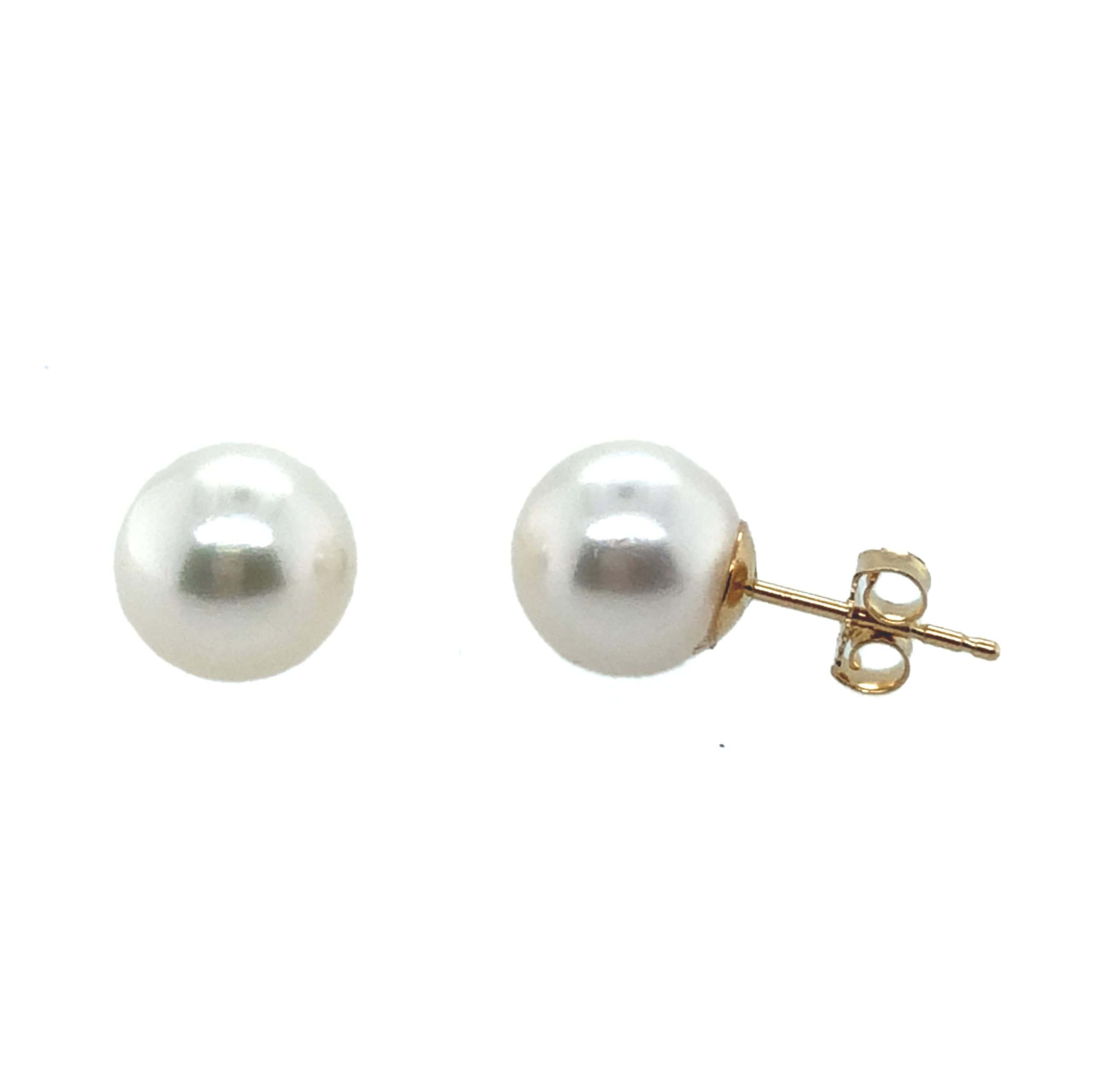 14K YELLOW GOLD CULTURED PEARL STUD EARRINGS