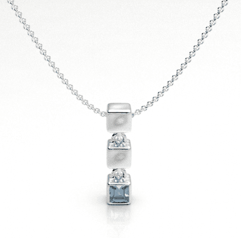 STERLING BLUE TOPAZ CUBE DROP PENDANT