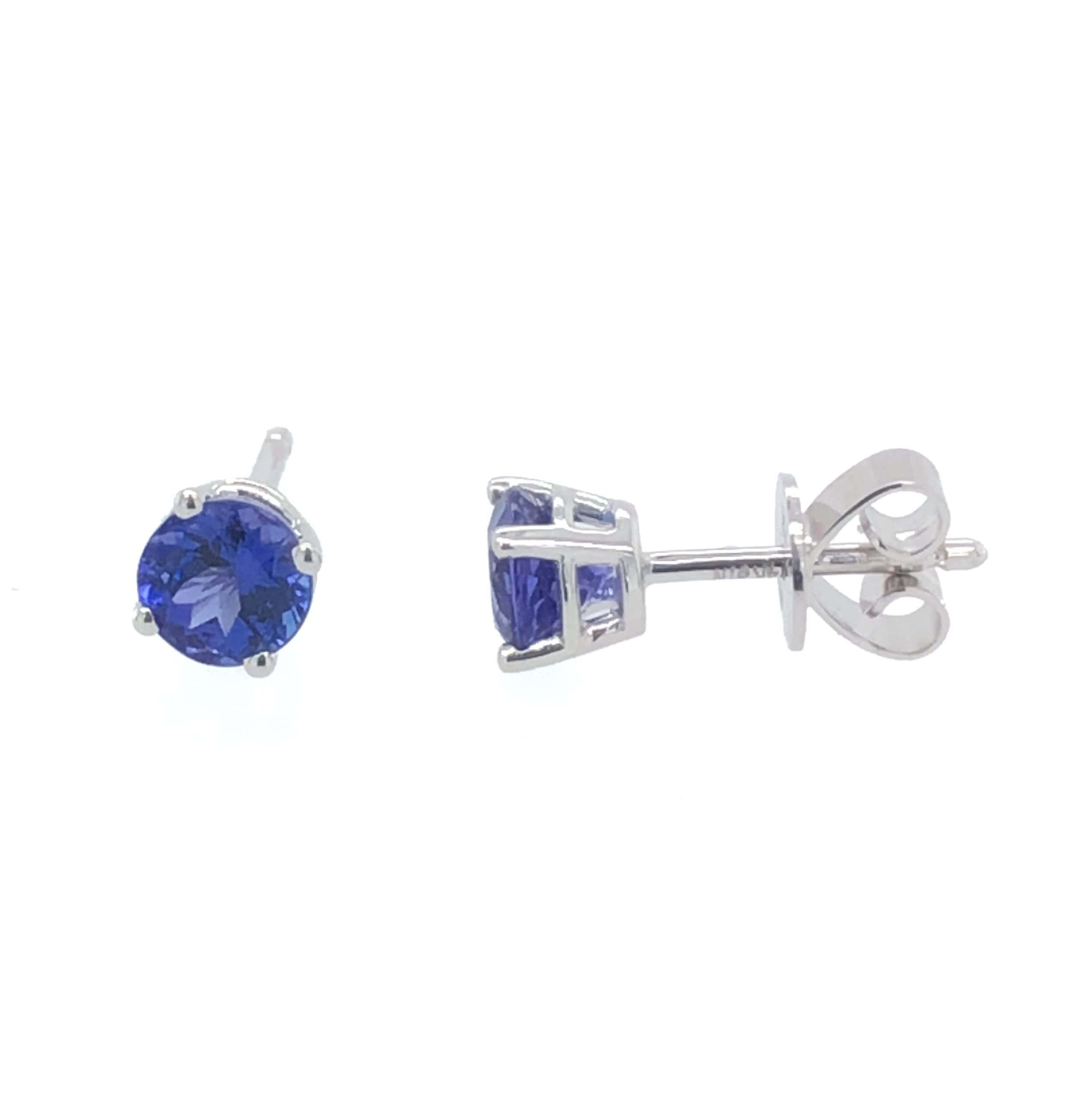 WHITE GOLD TANZANITE STUD EARRINGS