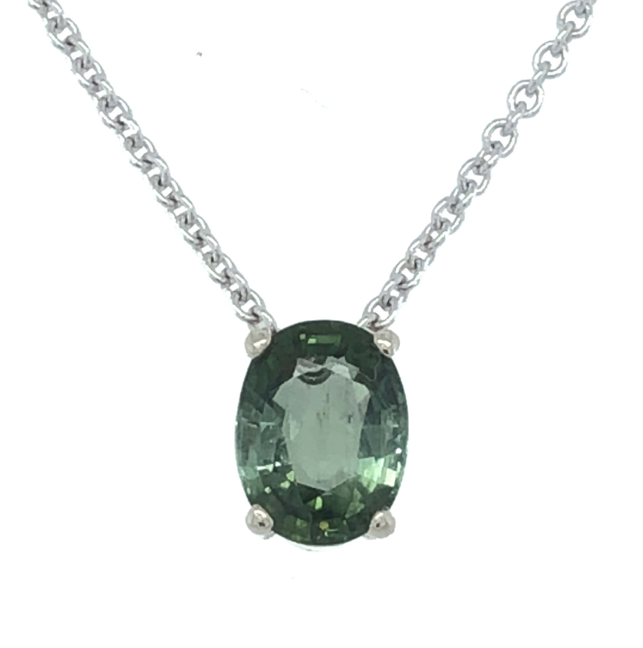WHITE GOLD OVAL GREEN TOURMALINE