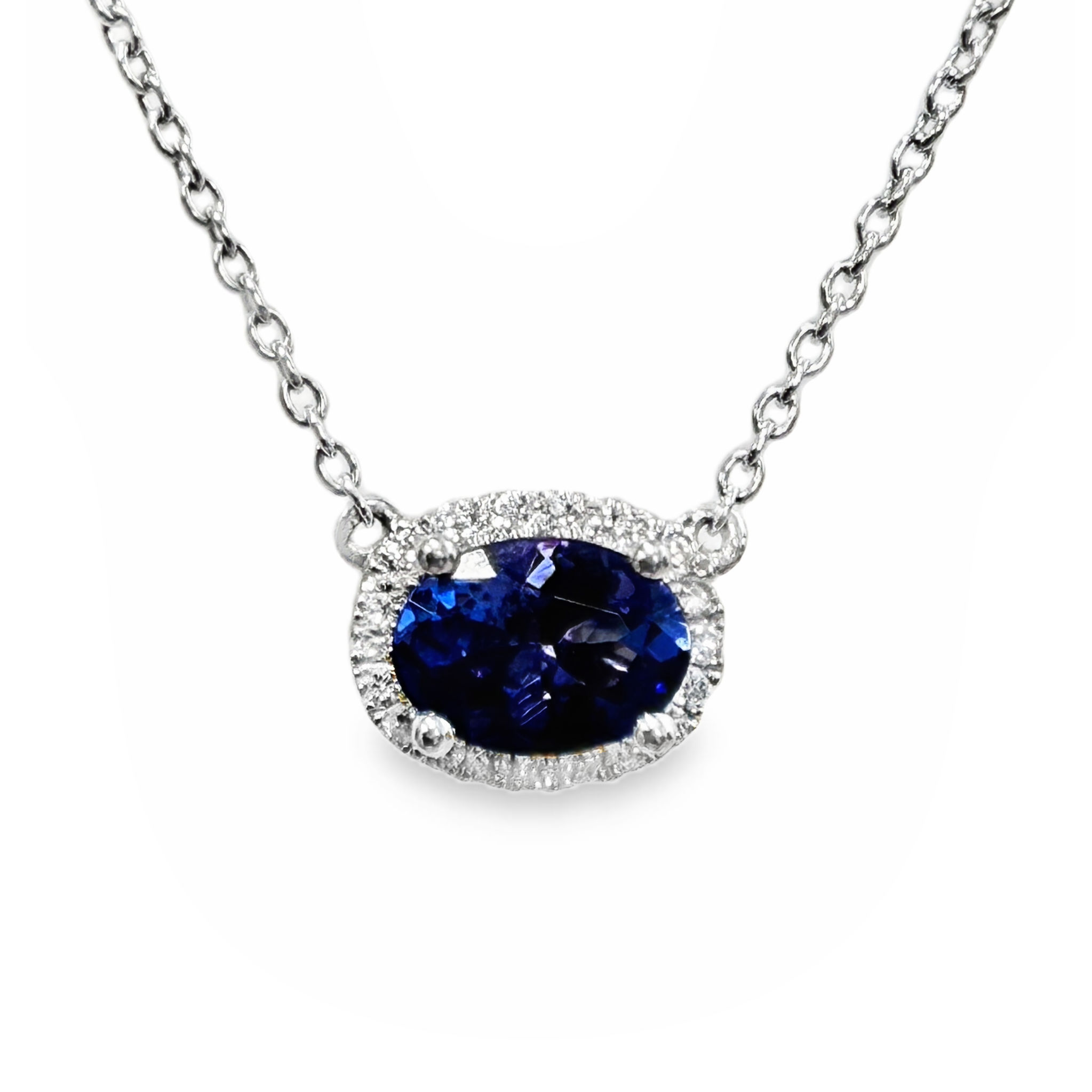 18K WHITE GOLD TANZANITE DIAMOND PENDANT