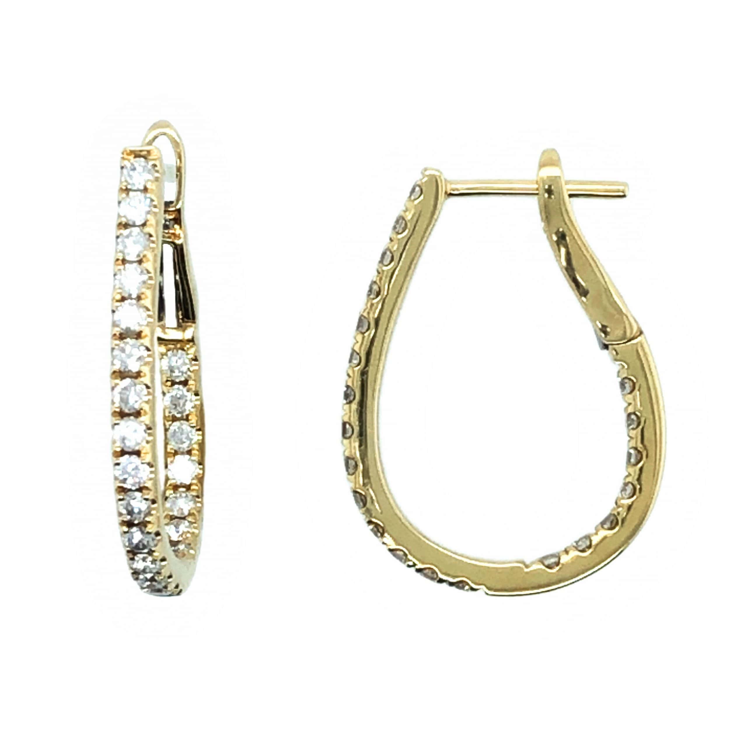 YELLOW GOLD DIAMOND HOOP EARRINGS