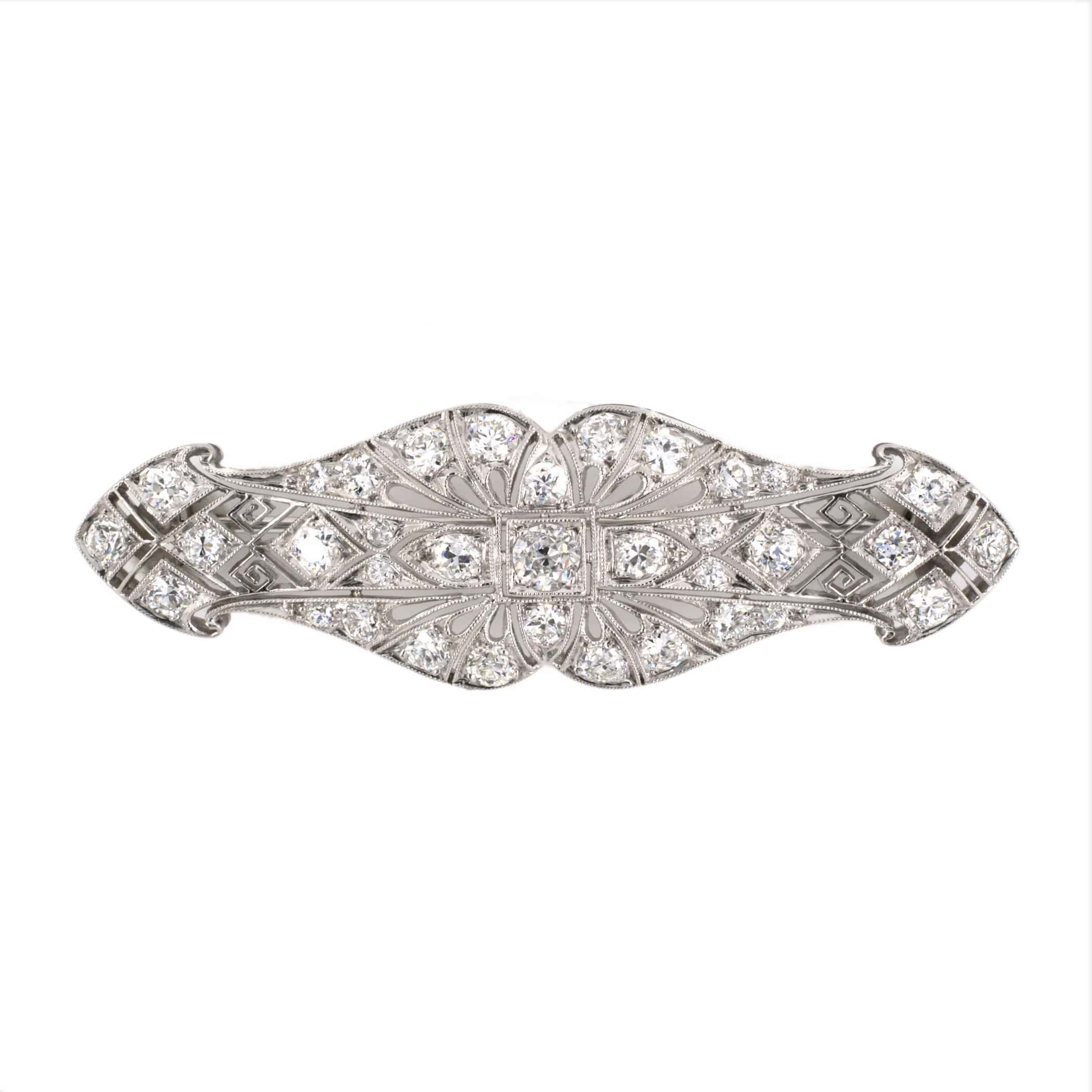 PLATINUM VINTAGE DIAMOND BAR PIN