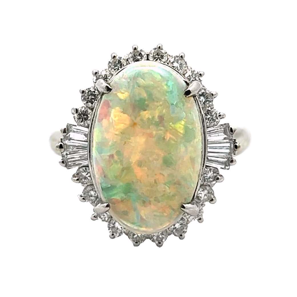 PLATINUM OPAL DIAMOND RING