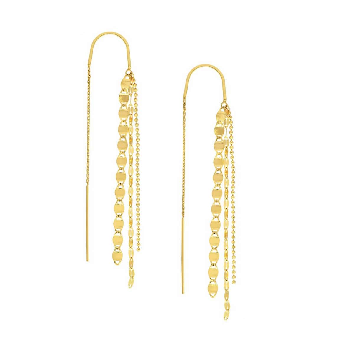 YELLOW GOLD 3-STRAND THREADER EARRINGS