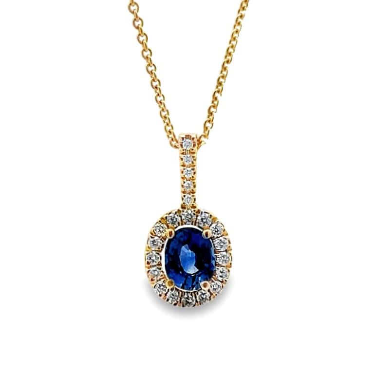 YELLOW GOLD SAPPHIRE DIAMOND PENDANT