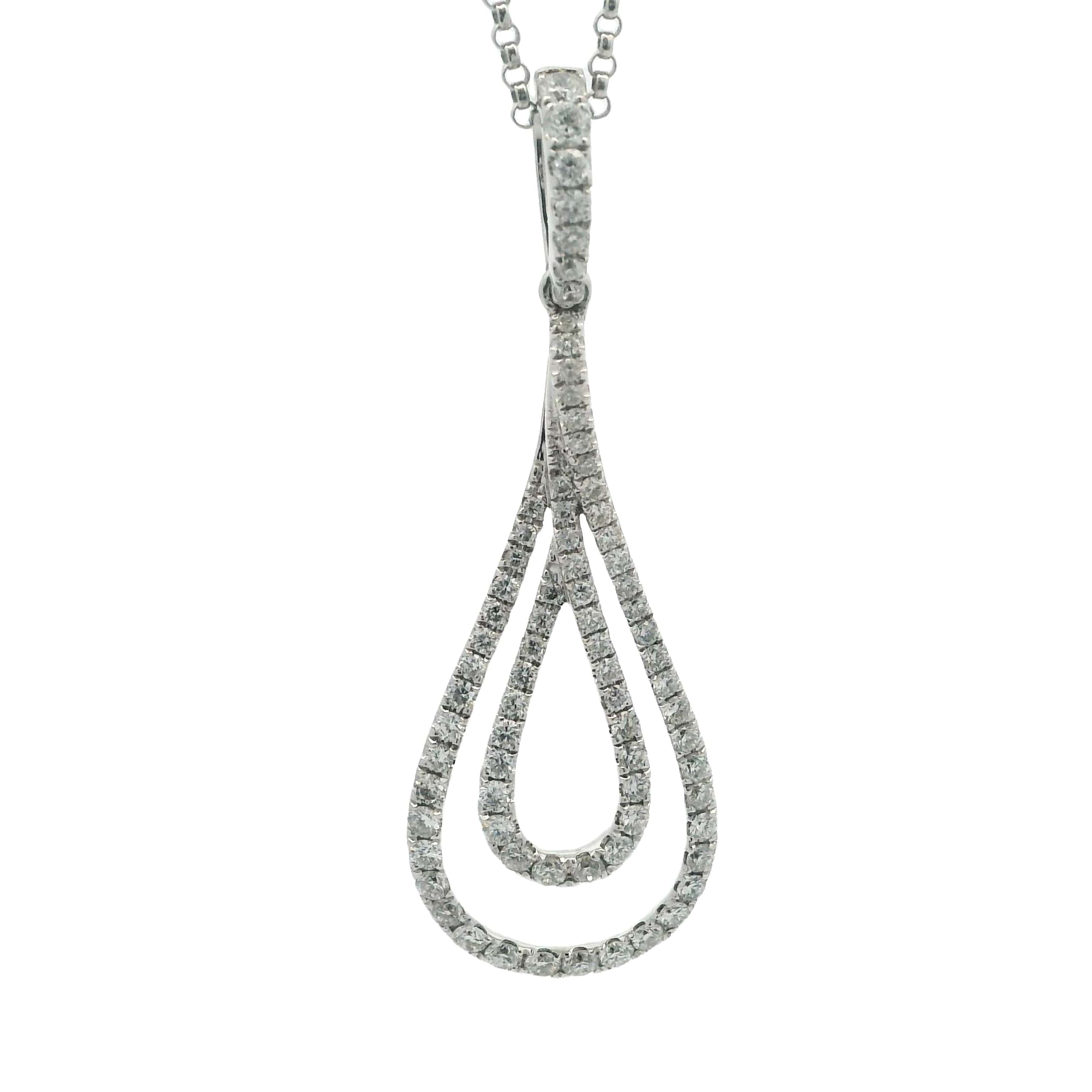 18K WHITE GOLD DIAMOND DOUBLE TEARDROP PENDANT