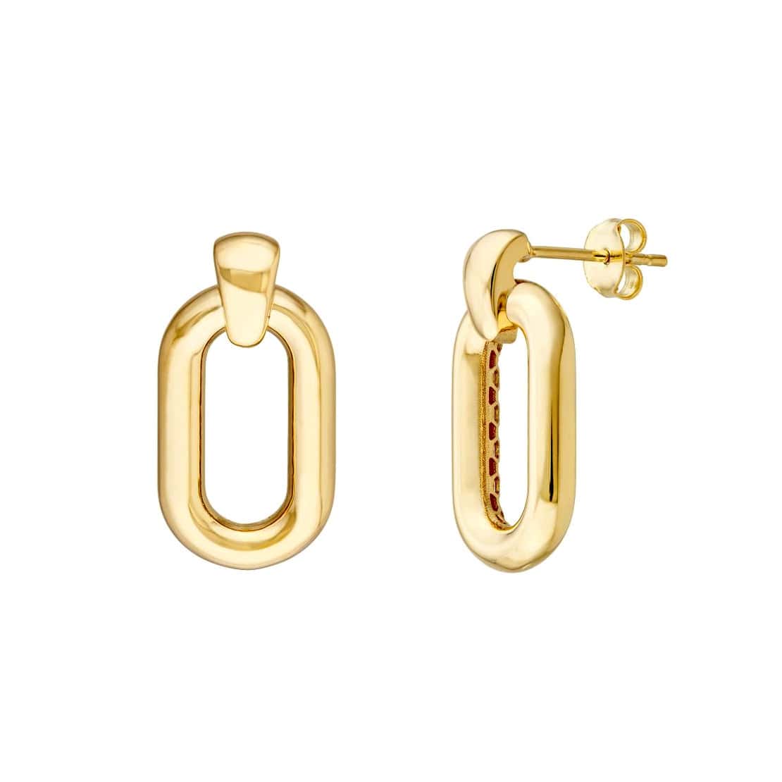 YELLOW GOLD OVAL LINK EARRINGS