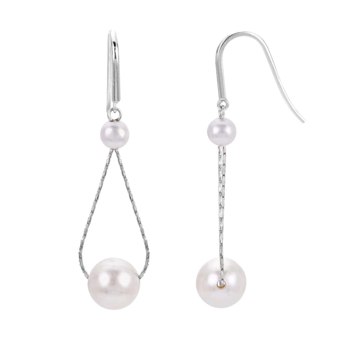 STERLING SILVER FRESHWATER CULTURED PEARL DANGLE EARRINGS