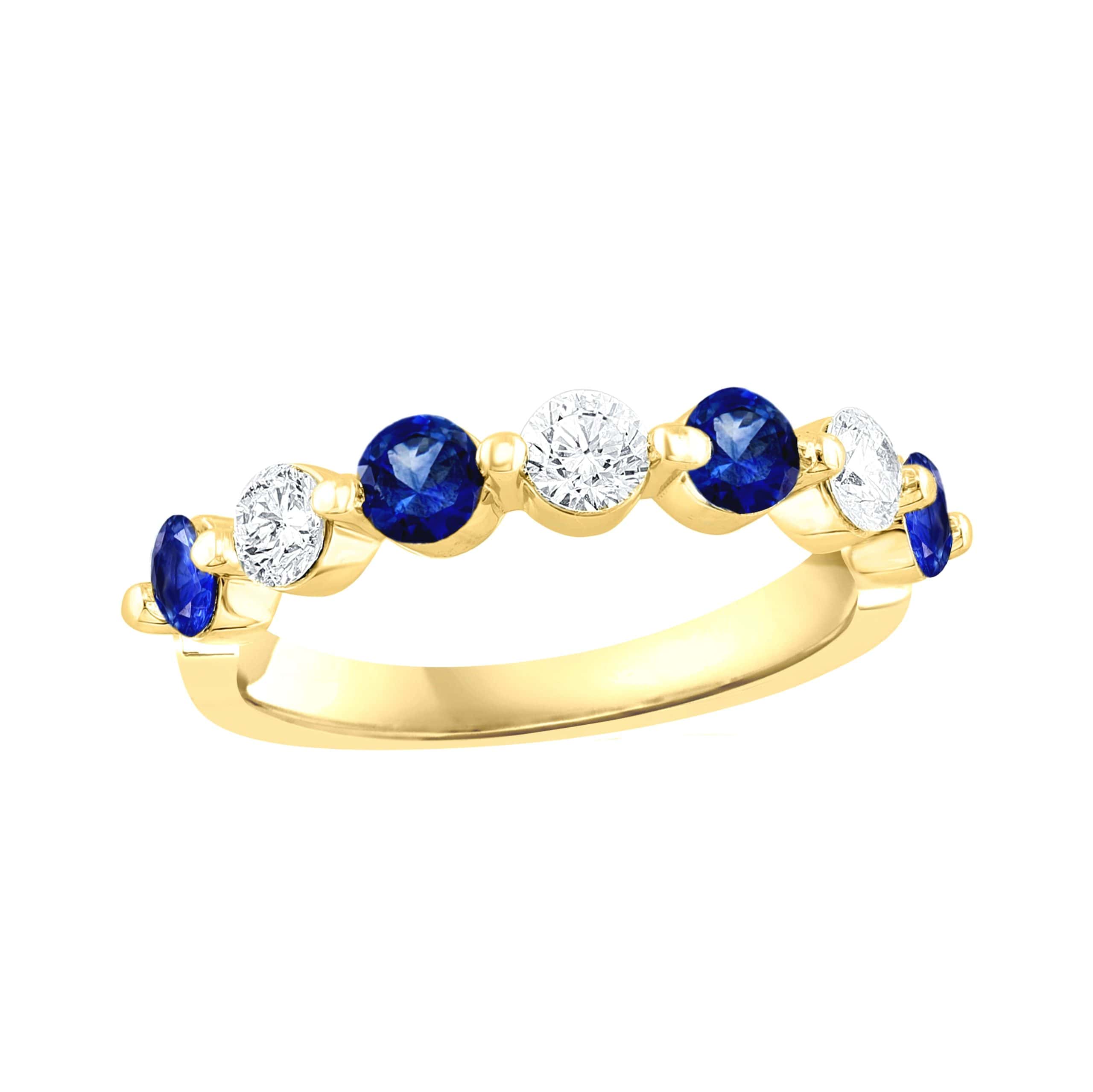 14K YELLOW GOLD SAPPHIRE DIAMOND RING