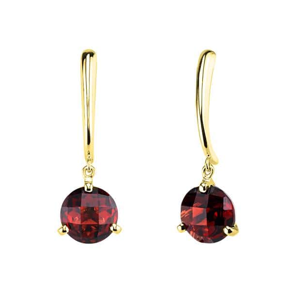 YELLOW GOLD GARNET DROP EARRINGS