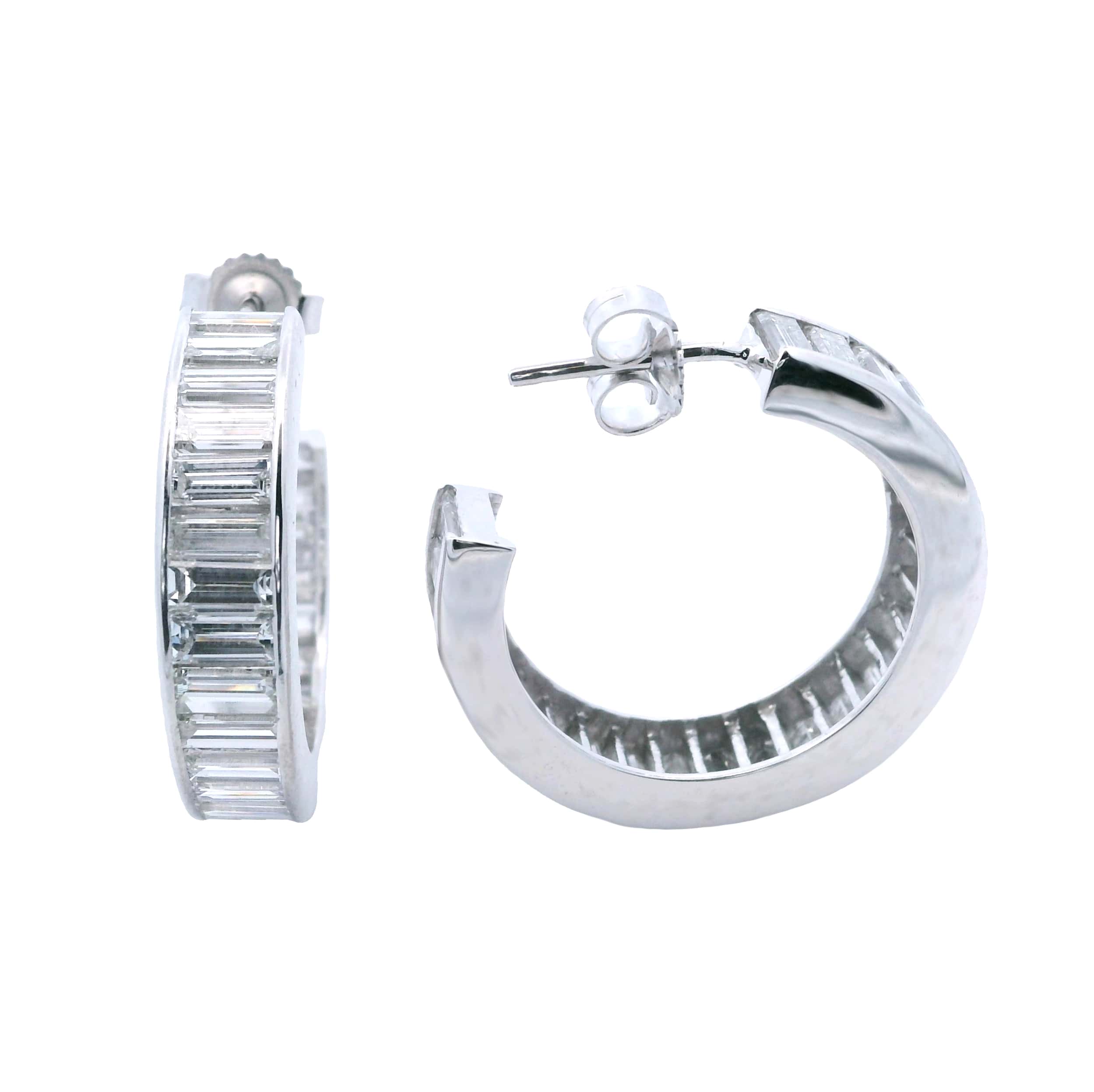 14K WHITE GOLD DIAMOND HOOP EARRINGS