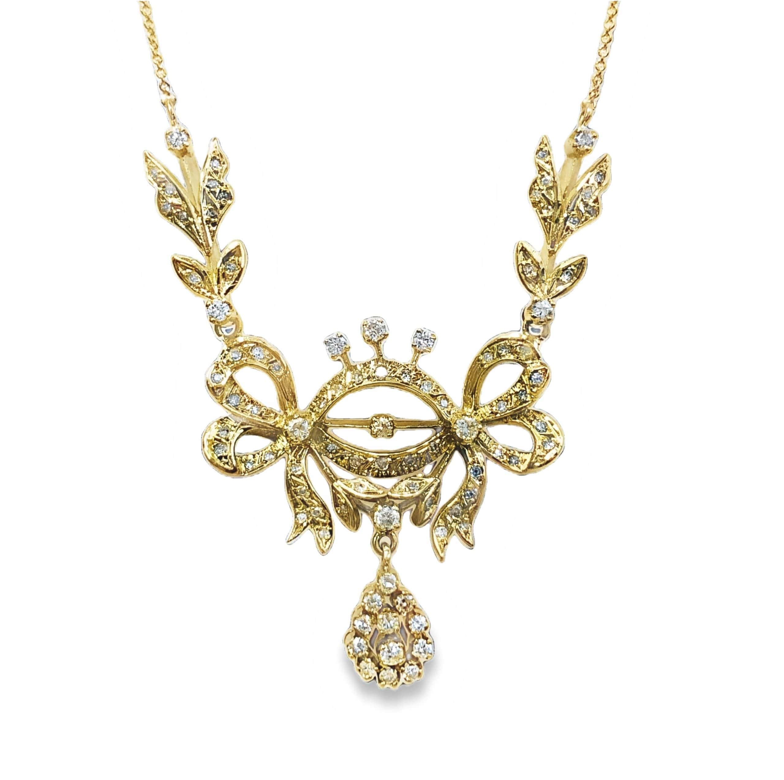 14K YELLOW GOLD VINTAGE DIAMOND NECKLACE