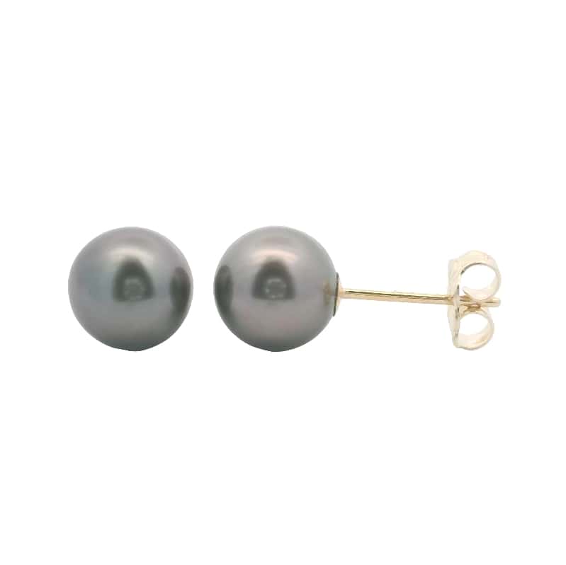 14K YELLOW GOLD TAHITIAN PEARL STUD EARRINGS