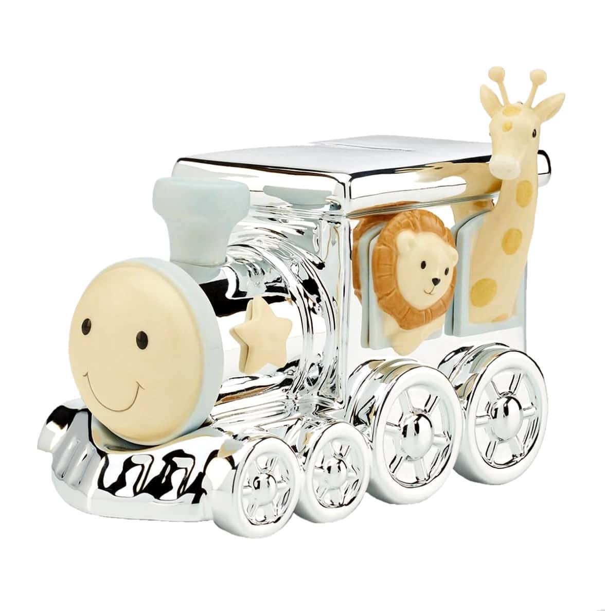 SILVERPLATE ANIMAL TRAIN BANK