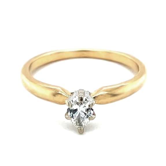 14K YELLOW GOLD DIAMOND SOLITAIRE ENGAGEMENT STYLE RING