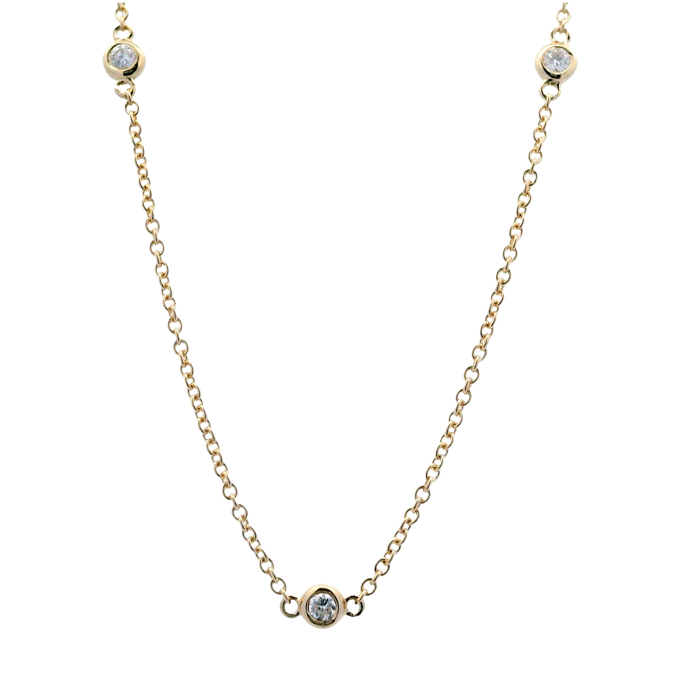 14K YELLOW GOLD DIAMOND STATION NECKLACE