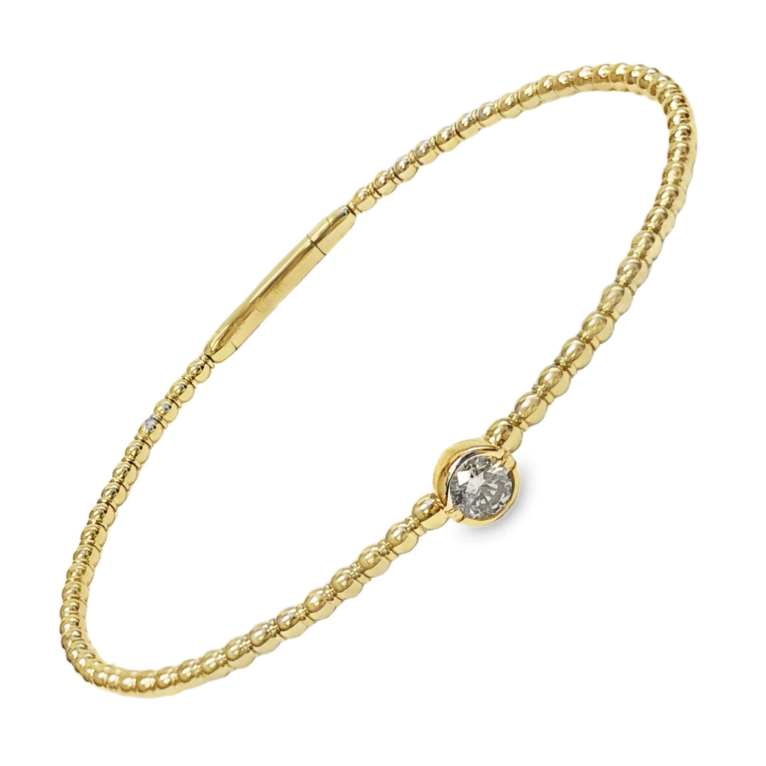 14K YELLOW GOLD DIAMOND FLEXIBLE BANGLE BRACELET