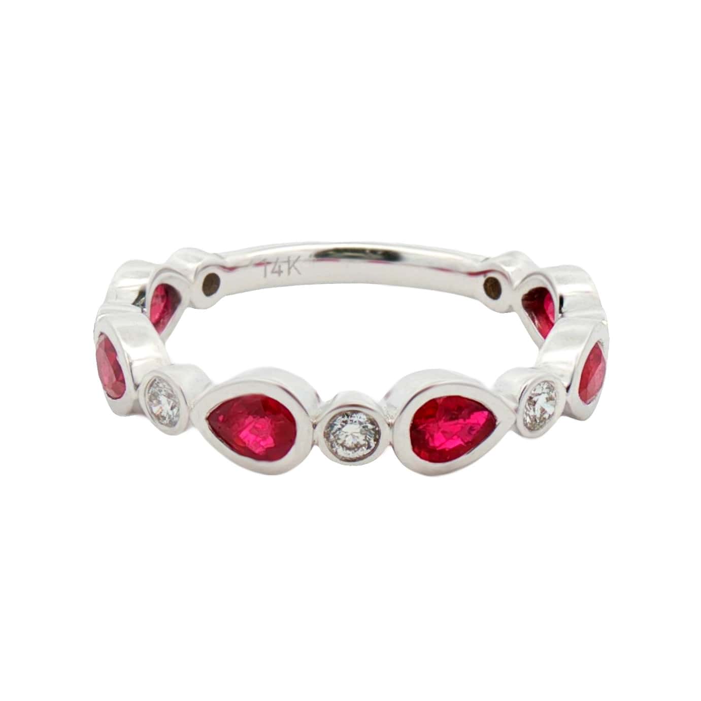 14K WHITE GOLD RUBY DIAMOND RING