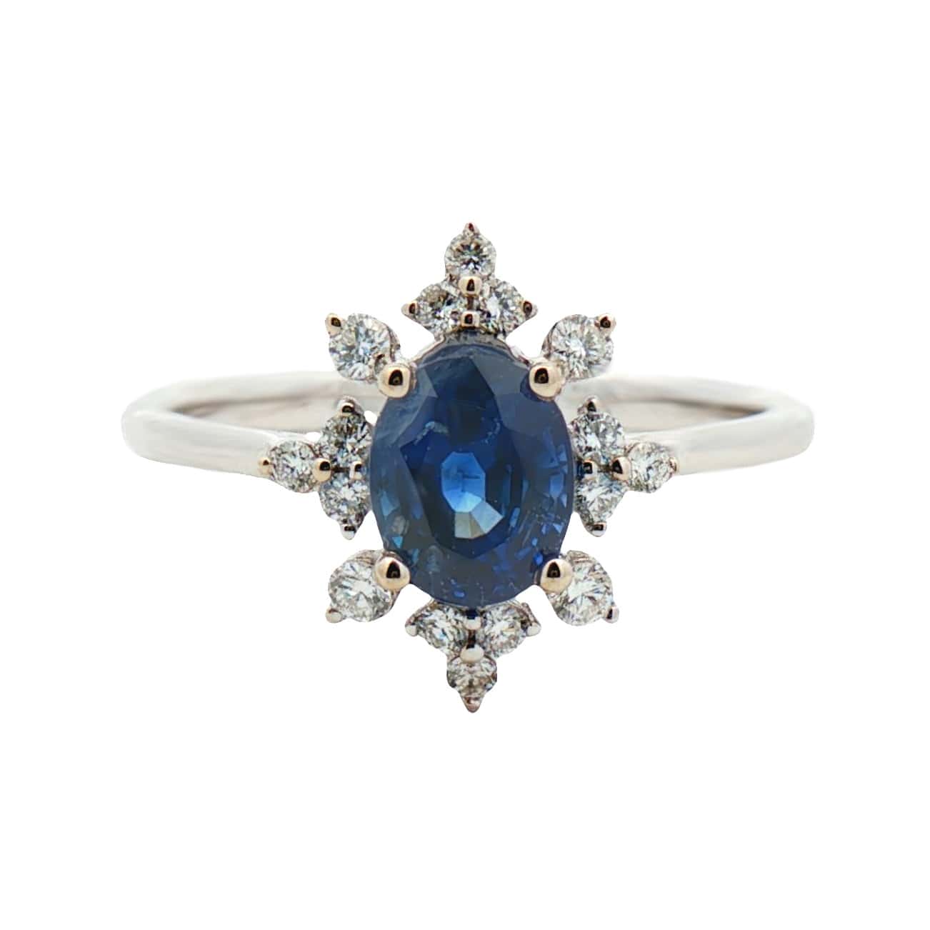 14K WHITE GOLD SAPPHIRE DIAMOND RING
