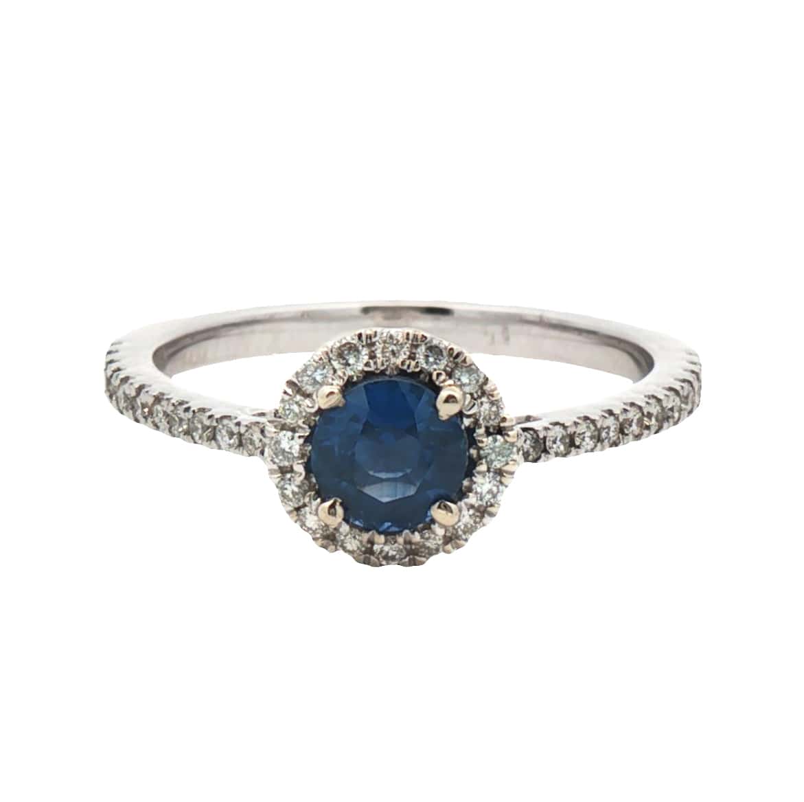 14K WHITE GOLD SAPPHIRE DIAMOND RING