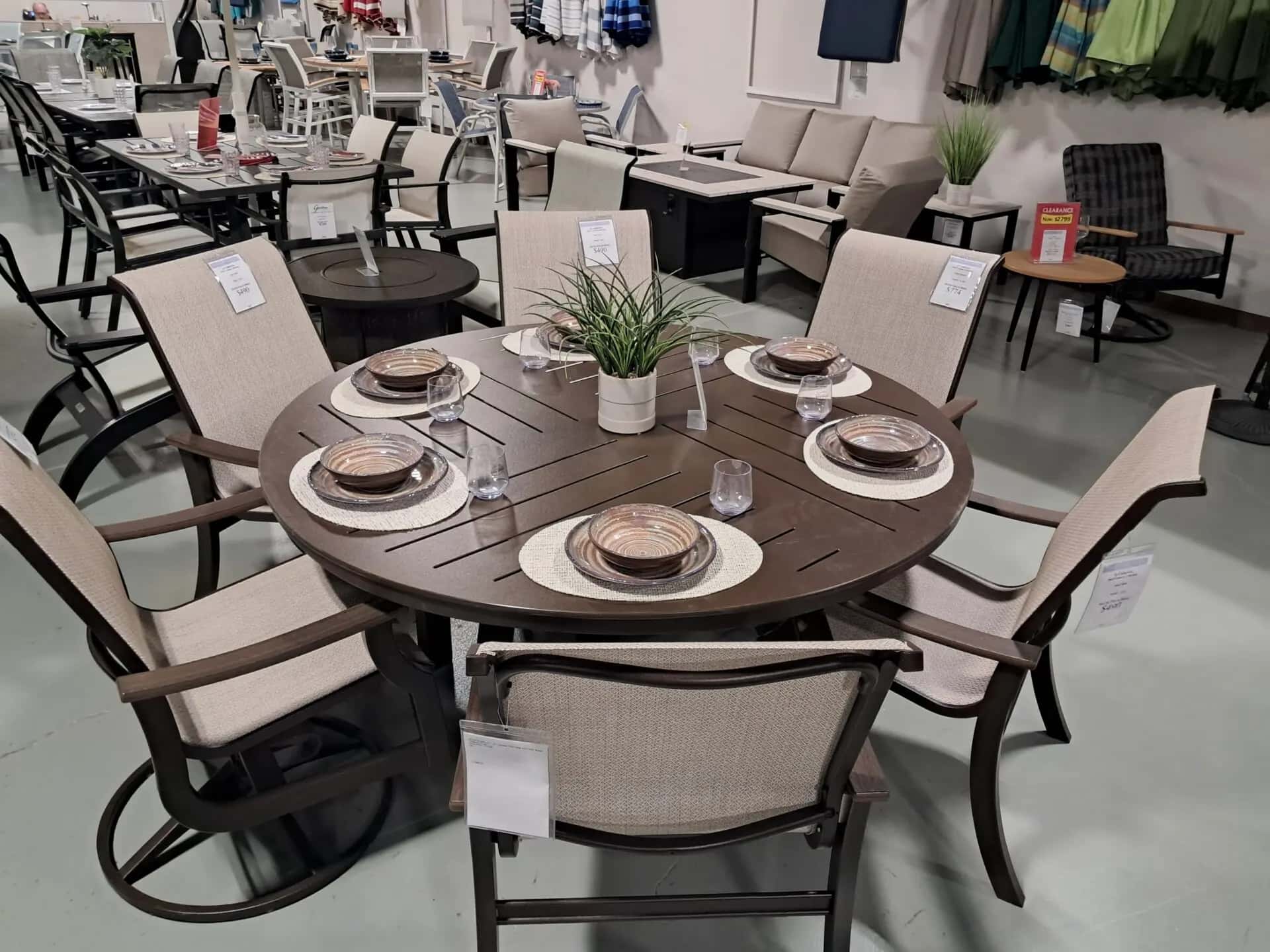 St. Catherine 6 Person 64″ Round Outdoor Dining Set by Telescope Casual