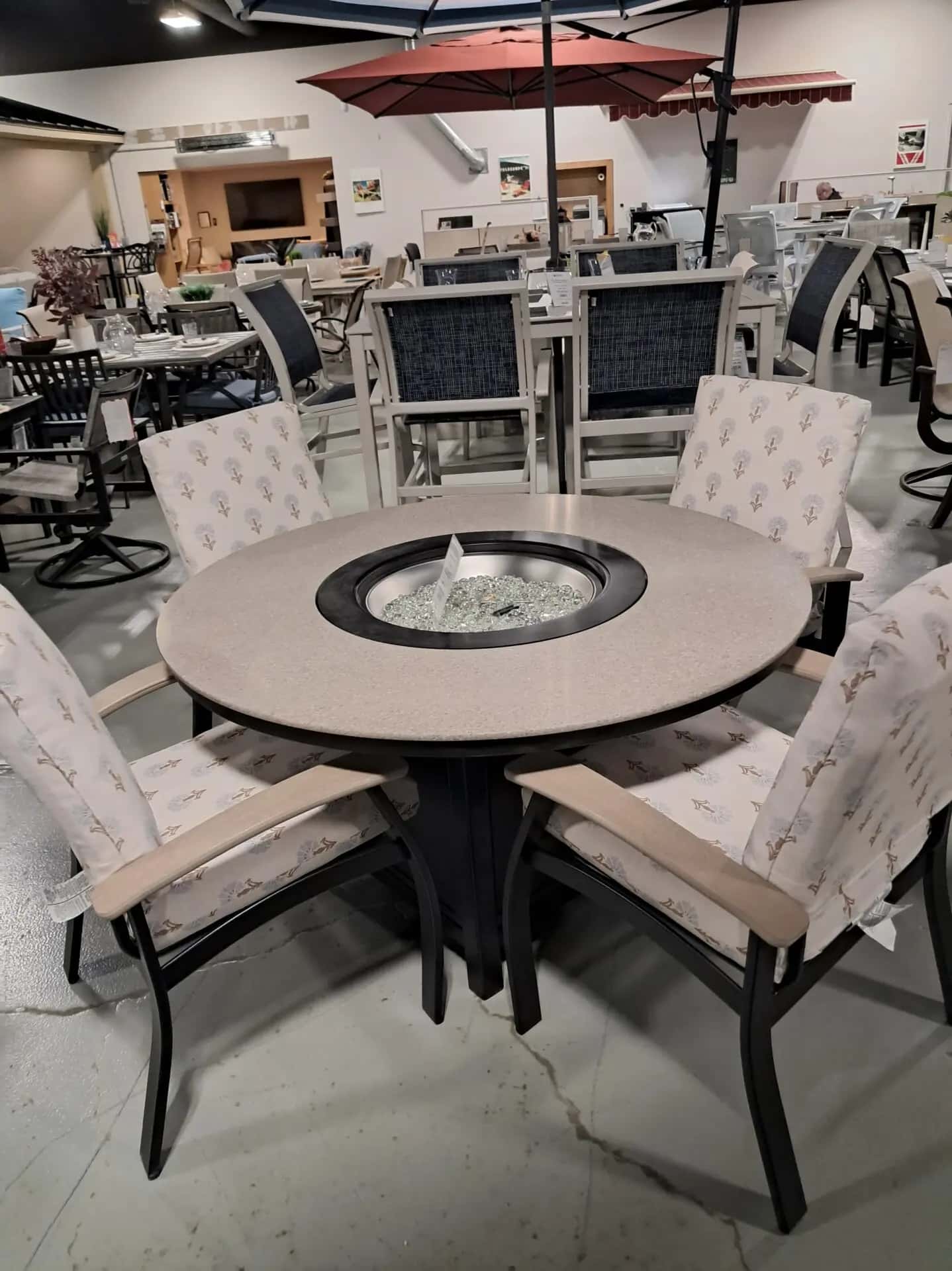 Montego 4 Person 54″ Round Fire Table Outdoor Conversation Set by Telescope Casual
