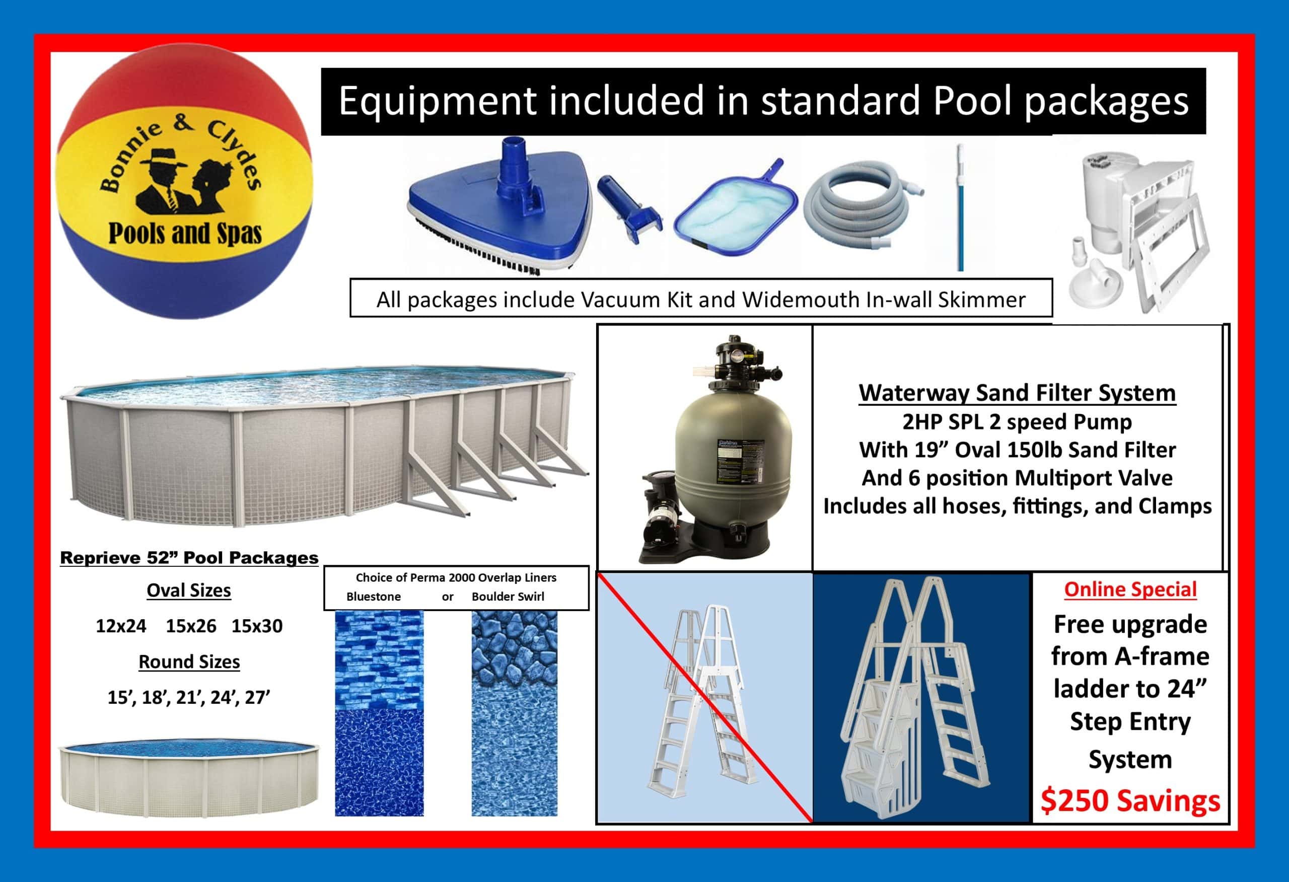 24×52 Reprieve Swimming Pool – Basic Kit w/ Boulder Swirl Liner