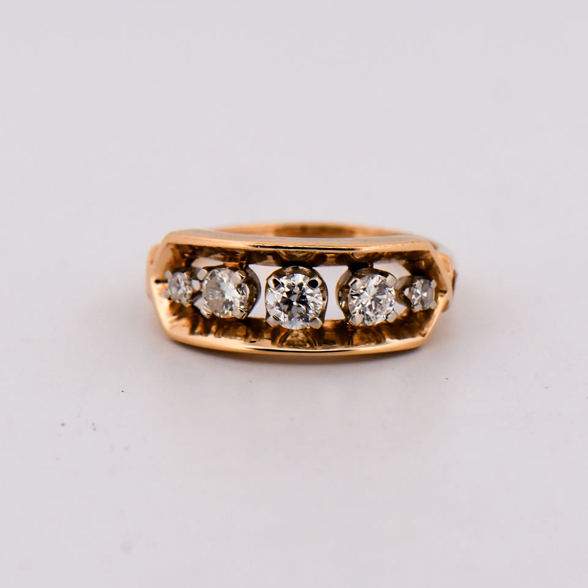 Vintage Yellow Gold & Diamond 5-Stone Anniversary Ring