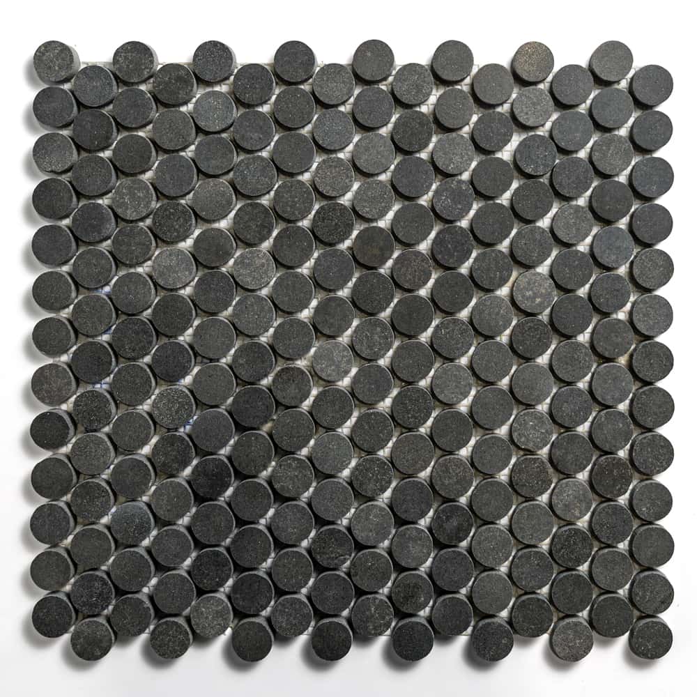 Basalto Honed Penny Round Basalt Mosaics 11 1/4×11 3/4