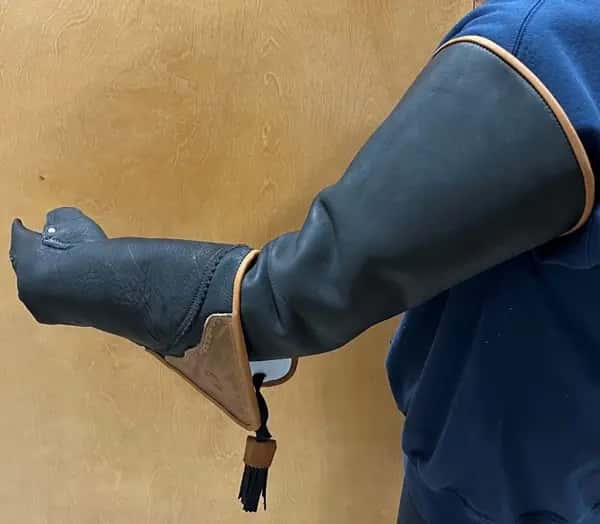 COWHIDE ARM COVER SHEATHS 14 or 19 inches long  – (for use on left arm)